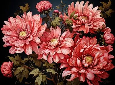 Плакат Яркие алые астры