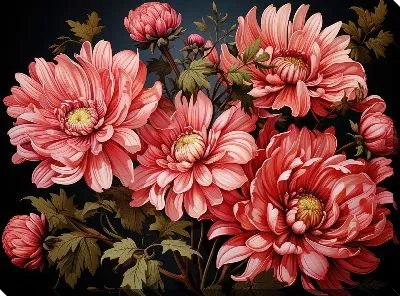 Постер Яркие алые астры