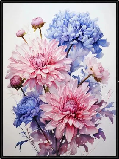 Картина Астры в стиле акварель