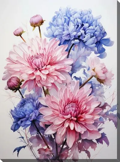 Постер Астры в стиле акварель