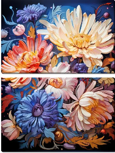 Модульная картина Сказочные астры