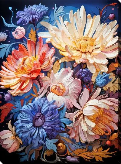 Картина маслом Сказочные астры