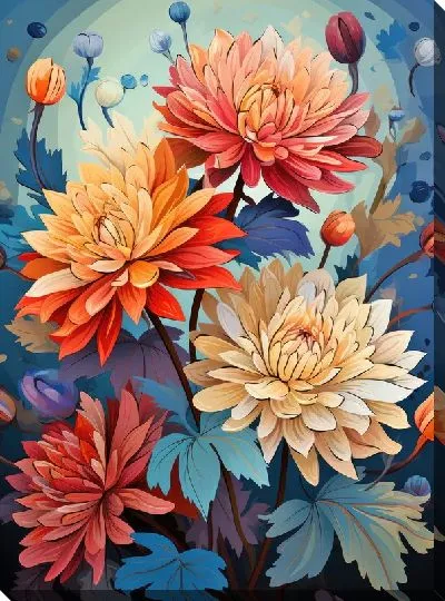 Картина маслом Летние астры