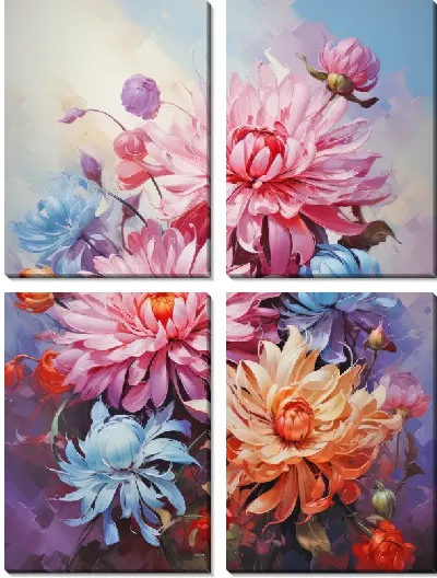 Модульная картина Астры розового отенка