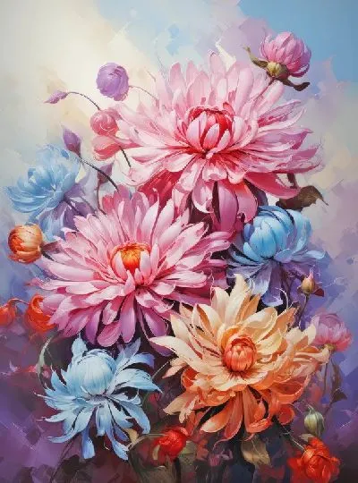 Плакат Астры розового отенка