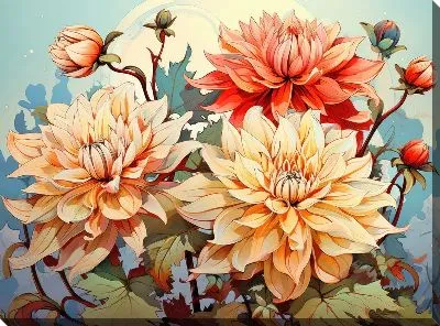 Картина маслом Астры №11