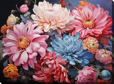 Картина маслом Астры №12