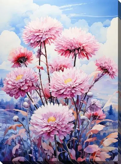 Картина маслом Астры №13