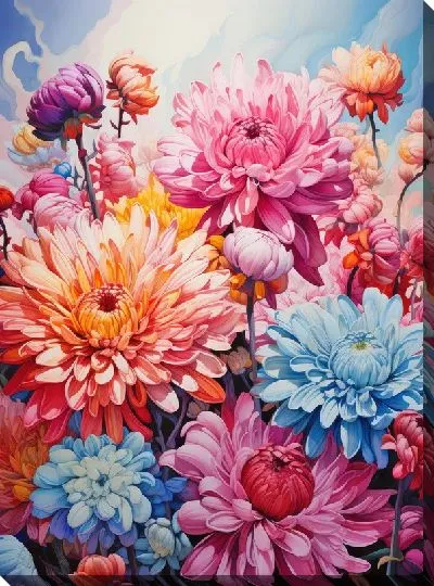 Картина маслом Астры №14