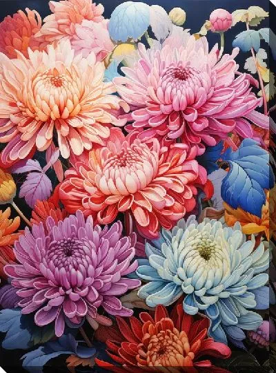 Картина маслом Астры №15