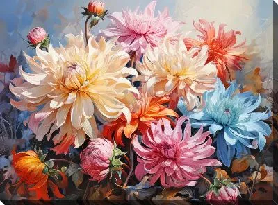 Картина маслом Астры №17