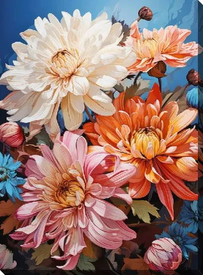 Картина маслом Астры №19