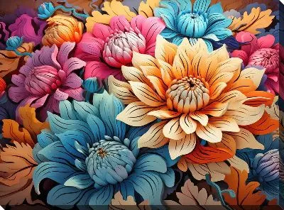 Картина маслом Астры №22