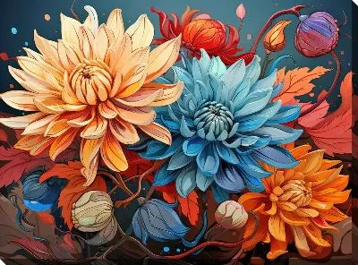 Картина маслом Астры №25