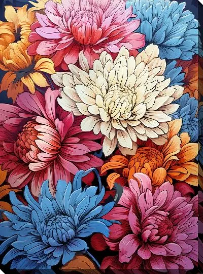 Картина маслом Астры №26