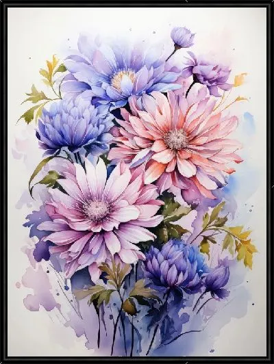 Картина Астры в стиле акварель №12
