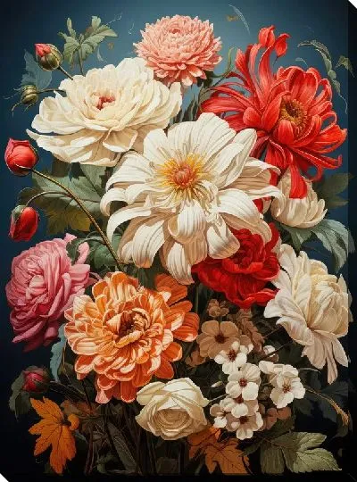 Картина маслом Винтажная композиция с астрами