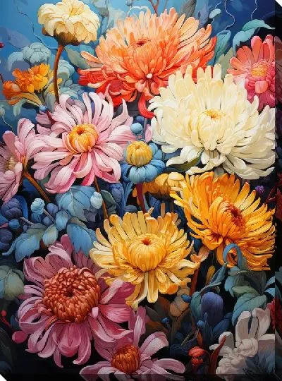 Картина маслом Астры №40