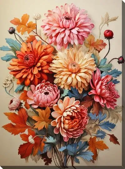 Картина маслом Астры №42