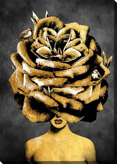 Картина маслом Девушка с золотым цветком на голове