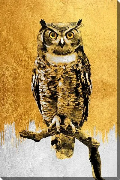 Картина маслом Филин на золотом фоне