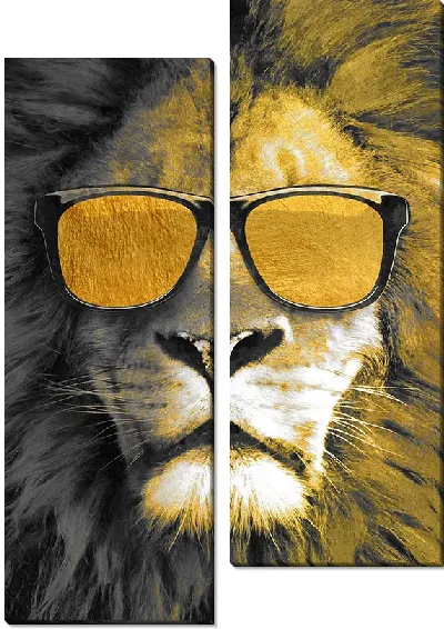 Модульная картина Лев в золотых очках