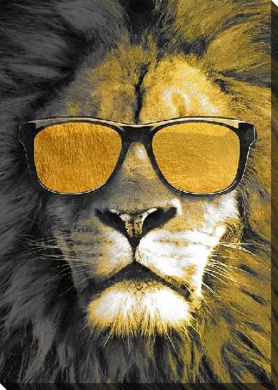 Картина маслом Лев в золотых очках