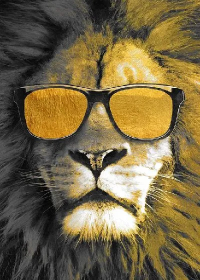 Плакат Лев в золотых очках
