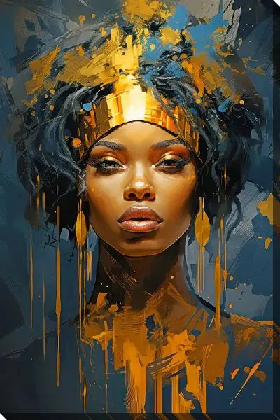 Картина маслом Африканка с золотыми украшениями