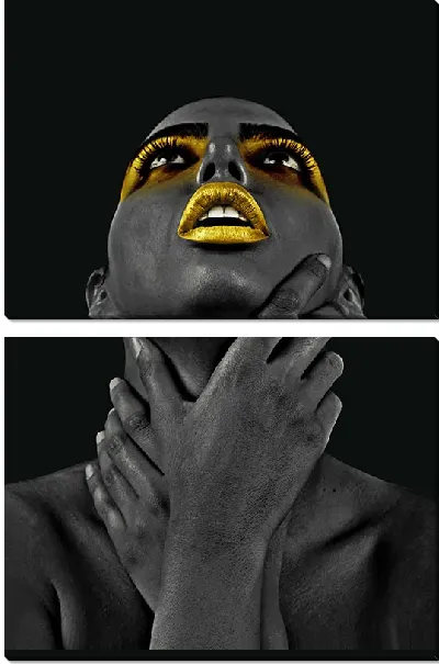 Модульная картина Девушка с золотыми губами №2