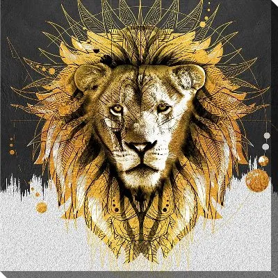 Картина маслом Арт львица на черно-белом фоне