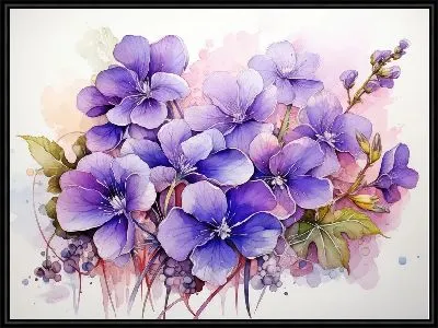 Фиалки в акварельном стиле №1