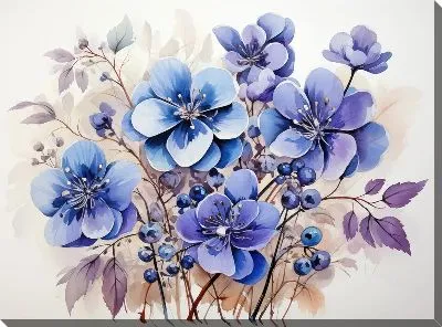 Картина маслом Фиалки в акварельном стиле №13