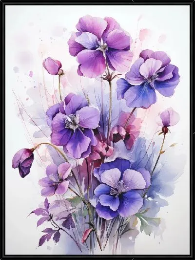 Картина Фиалки в акварельном стиле №15