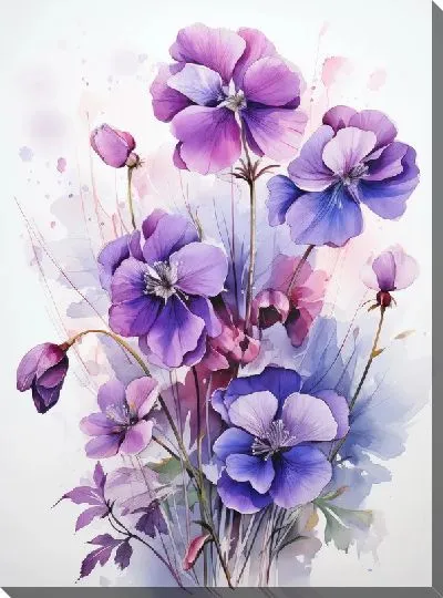 Постер Фиалки в акварельном стиле №15