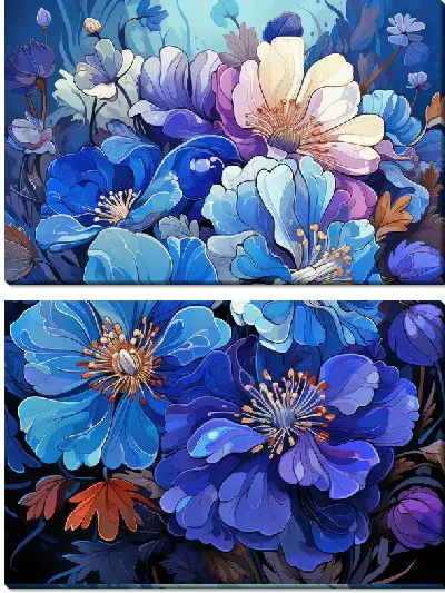Модульная картина Синие фиалки