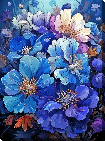 Картина маслом Синие фиалки