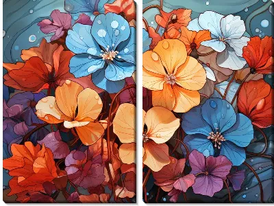 Разноцветные фиалки