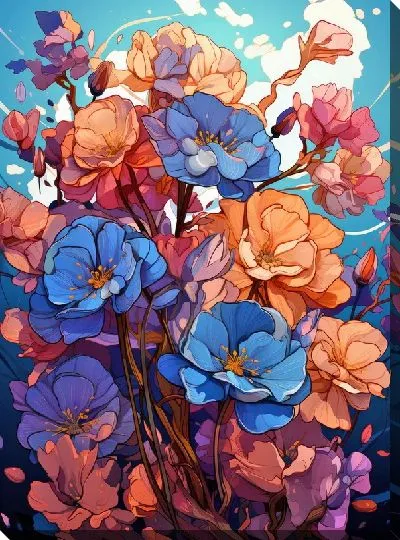 Картина маслом Цветные фиалки