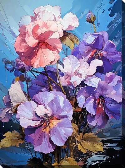 Картина маслом Фиалки №40