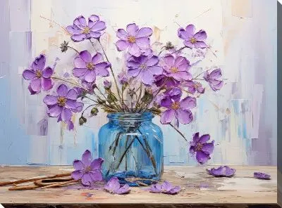 Картина маслом Фиалки №43