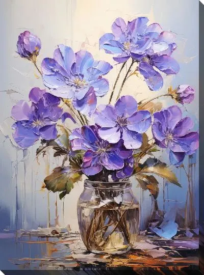 Картина маслом Фиалки №44