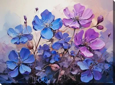 Картина маслом Фиалки №46