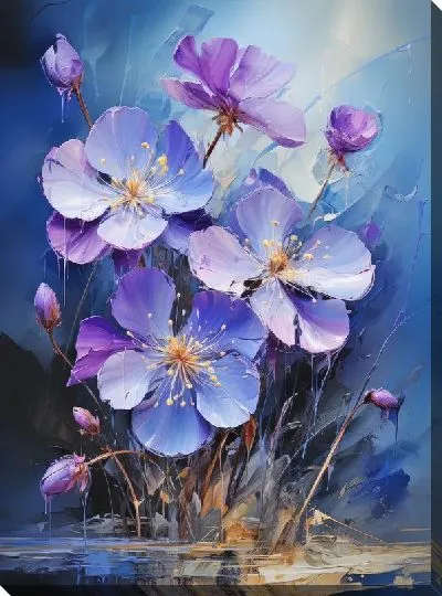 Картина маслом Фиалки №47