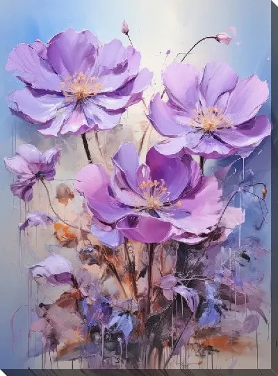 Картина маслом Фиалки №49