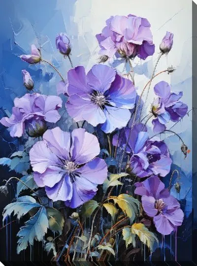 Картина маслом Фиалки №51