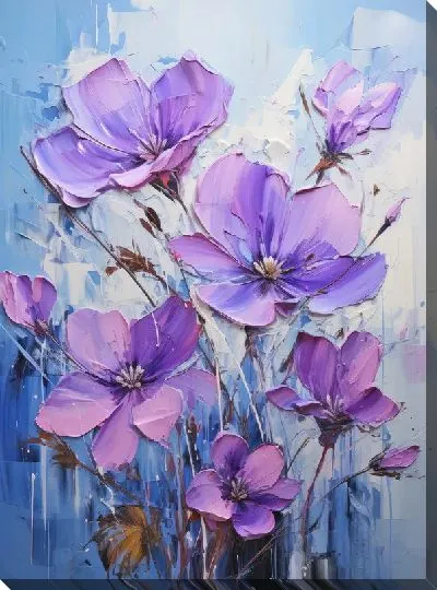 Картина маслом Фиалки №60