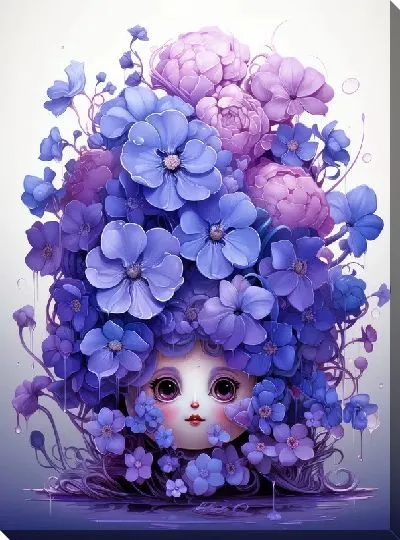 Картина маслом Фиалки №62