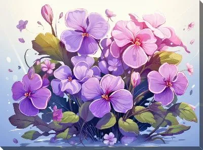 Картина маслом Фиалки №63