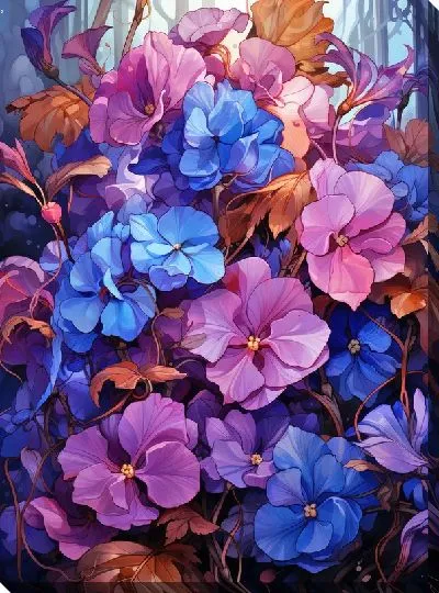 Картина маслом Фиалки №65